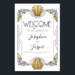 Art Deco 1920er Jahre Begrüßungszeichen in Weiß un Poster<br><div class="desc">Art Deco 1920er Jahre Roaring 20er Geburtstag Wedding Baby Shower Brautparty Jubiläum Corporate Holiday White and Gold Wecome Zeichen</div>