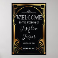 Art Deco 1920er Jahre Schwarz und Gold Willkommens