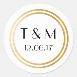 Art Deco 1920er Stickers White Gold Round Label