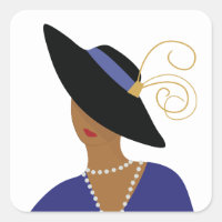 Art Deco 1930er-Frauen in Broad Black Hat