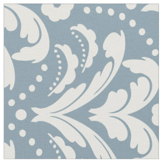 Art Deco 1930er Jahre Blauer Damast Blau und Weiß Stoff