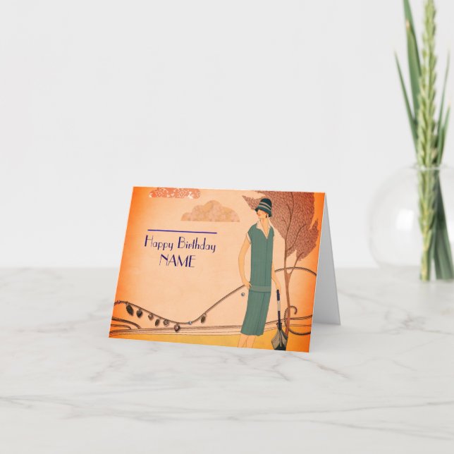 Art Deco 1930s Geburtstag Karte (Vorderseite)