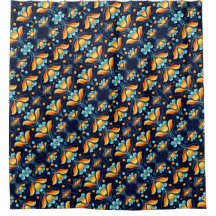 Art Deco 1 Blume in blauen Orangetönen