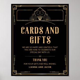 Art Deco 20er Karten und Geschenke Schwarz Gold Ho Poster