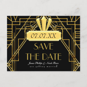 Art Deco 20's Gold & Black Gatsby Event Postkarte