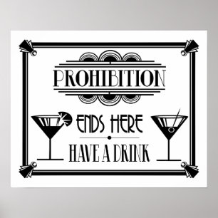 Art Deco 20's style "Cocktail Bar sign BLACK Poster