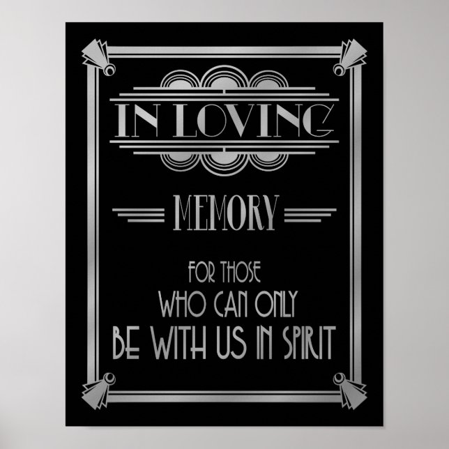 Art Deco 20's style "IN LOVING MEMORY Poster (Vorne)