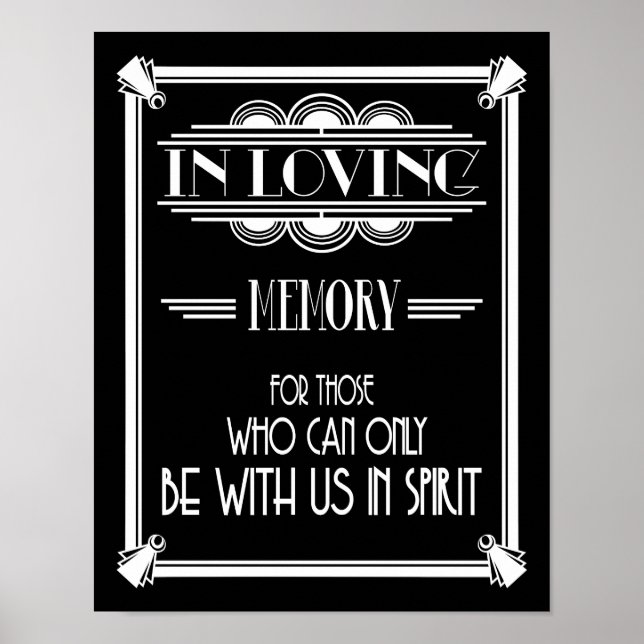 Art Deco 20's style "IN LOVING MEMORY Poster (Vorne)