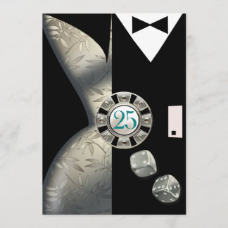 Art Deco 25 Jahre | Silber Einladung
