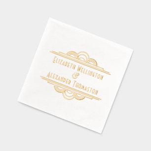 Art Deco 2 Name #3 Wedding Couple Servietten Mit Folie