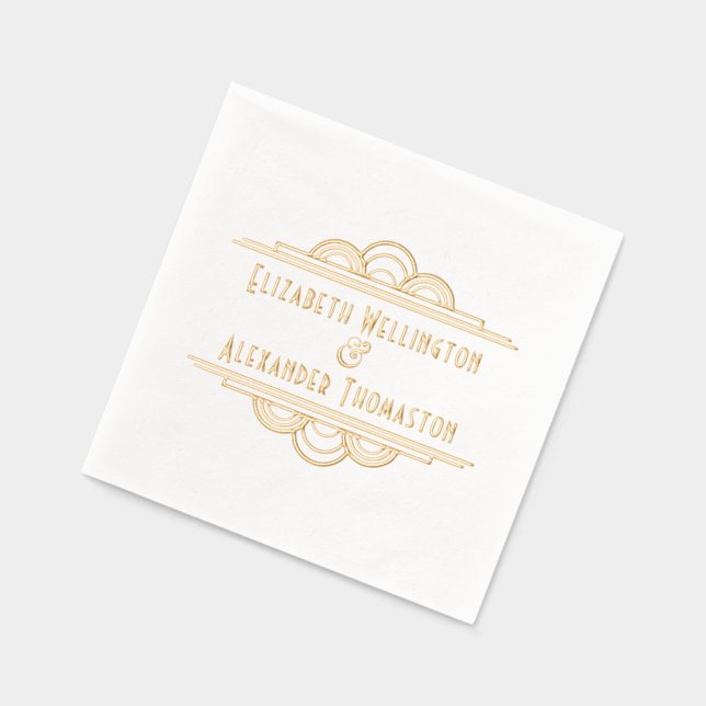 Art Deco 2 Name #3 Wedding Couple Servietten Mit Folie (Links)