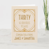 Art Deco 30. Pearl Wedding Name Anniversary Cream