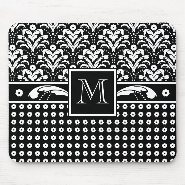 Art Deco 30s Formal Elegance Floral Damask Mousepad (Vorne)