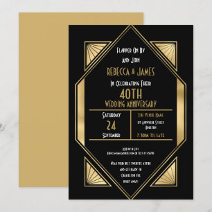 Art Deco 40 Jahre Rubinhochzeit-Jubiläum Einladung