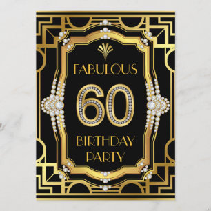 Art Deco 60. Geburtstagsparty Einladung