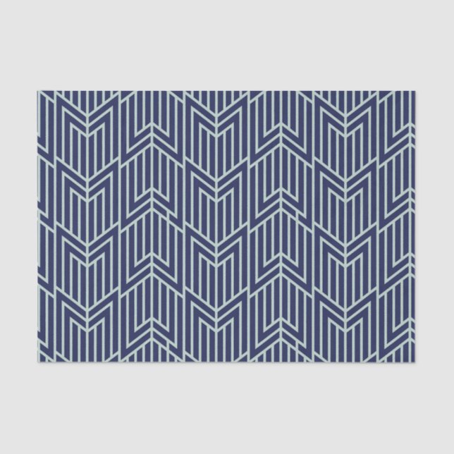 Art Deco Abstrakt Geometric Muster Blau Seidenpapier (Vorderseite)