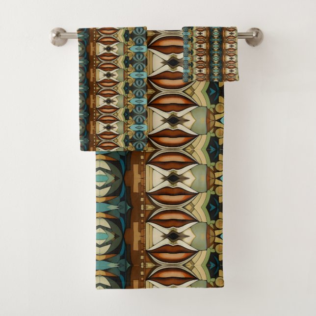 Art Deco Abstrakte Küsse Badhandtuch Set (Insitu)