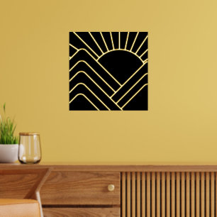 Art Deco Abstrakte Landschaft Schwarzes Gold Foliendrucke