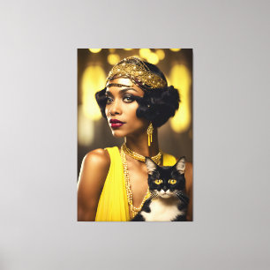 Art Deco, afroamerikanischer Flapper, Gatsby Style Leinwanddruck