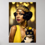 Art Deco, afroamerikanischer Flapper, Gatsby Style Poster<br><div class="desc">Dies ist ein originelles Art-Déco-Kunstwerk,  das von Celtic-Brother Designs erstellt wurde.</div>