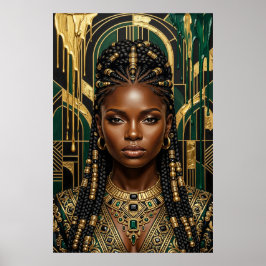 Art Deco Afrofuturismus Smaragd Gold Black Queen Poster