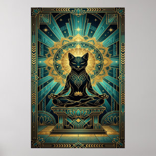 Art Deco ägyptische Pyramide Katzen Wandkunst Poster