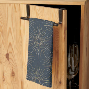 Art Deco Alabere Midnightblauer Sternenexplosion Geschirrtuch