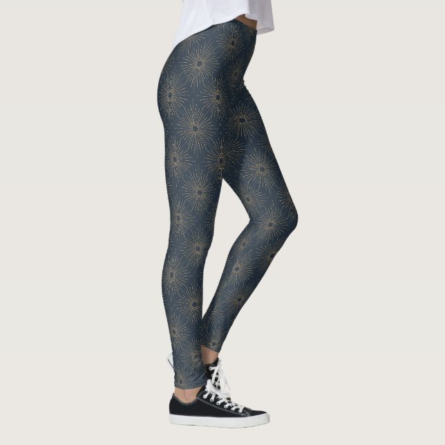 Art Deco Alabere | Midnightblauer Sternenexplosion Leggings (Rechts)