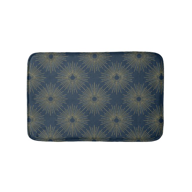 Art Deco Alabere | Mitternachtsblaues Medaillon Badematte (Vorderseite)