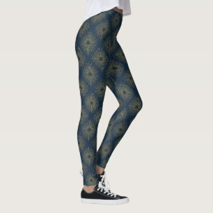 Art Deco Alabere Mitternachtsblaues Medaillon Leggings