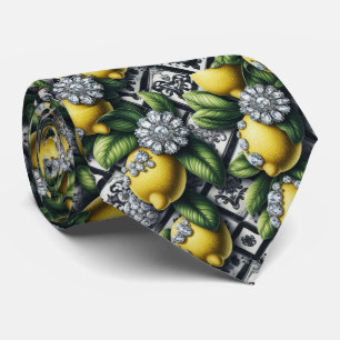 Art Deco Amalfi Zitrone Schwarz und Weiß Diamanten Krawatte