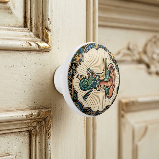 Art Deco Anatomical Ear Laryngology  Keramikknauf (Von Creator hochgeladen)