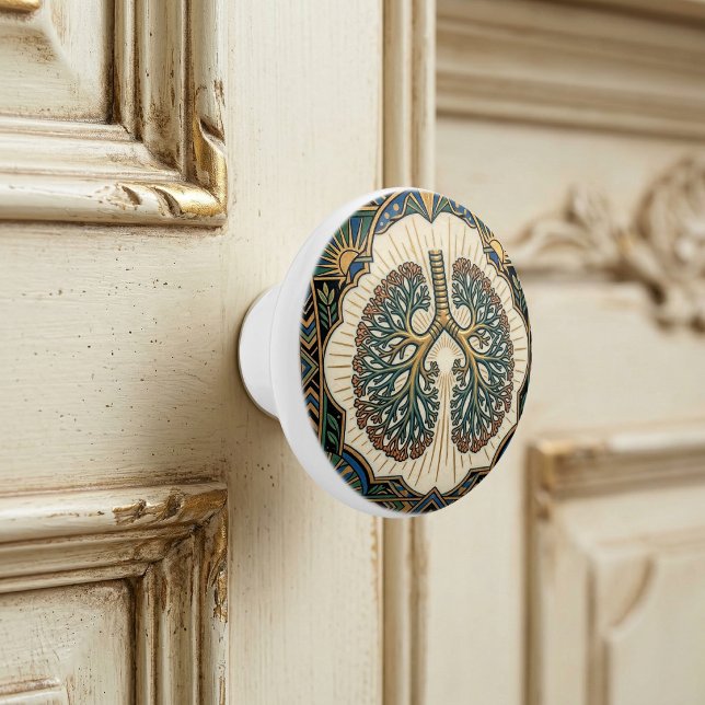 Art Deco Anatomical Lungs Pulmonology Keramikknauf (Von Creator hochgeladen)