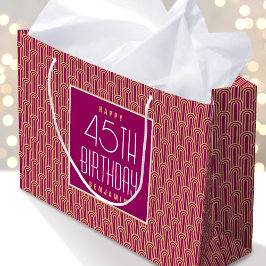 Art Deco Any Age Birthday Name Pink Gold Elegant Große Geschenktüte