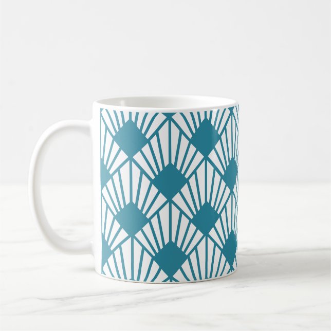 Art Deco Aquamarin Fans Kaffeetasse (Links)