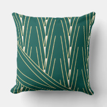 Art Deco Aquamarin/grün und goldfarbenes Kissen