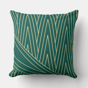 Art Deco Aquamarin/grün und goldfarbenes Kissen