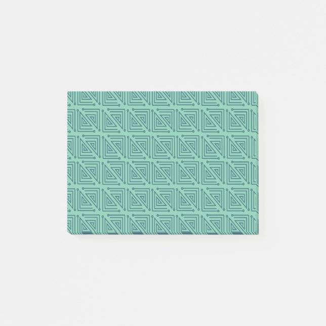 Art Deco Aquamarin Mazes Post-it Klebezettel (Vorderseite)