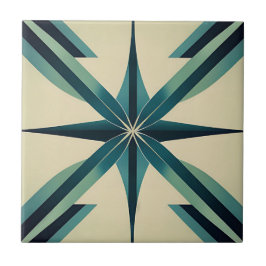 Art Deco Aquamarin Star Fliese