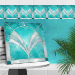Art Deco Aquamarine & Pearl Fliese<br><div class="desc">Art Deco Aquamarine & Pearl</div>