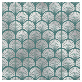 Art Deco Aquamarine Silberfische Fische Stoff