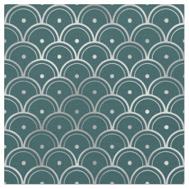 Art Deco Aquamarine Silver Scales Punkte Stoff