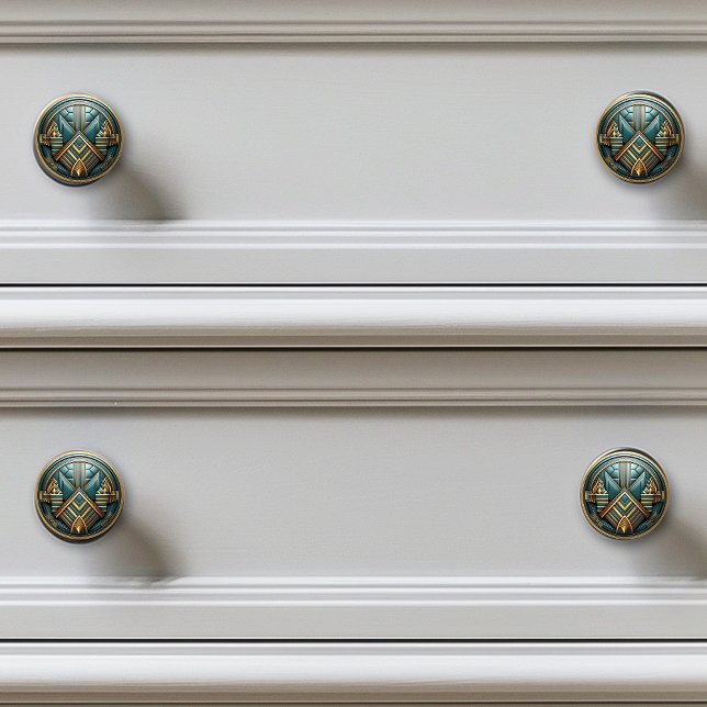 Art Deco Aquamarines Gold Jugendstil Keramikknauf (Von Creator hochgeladen)