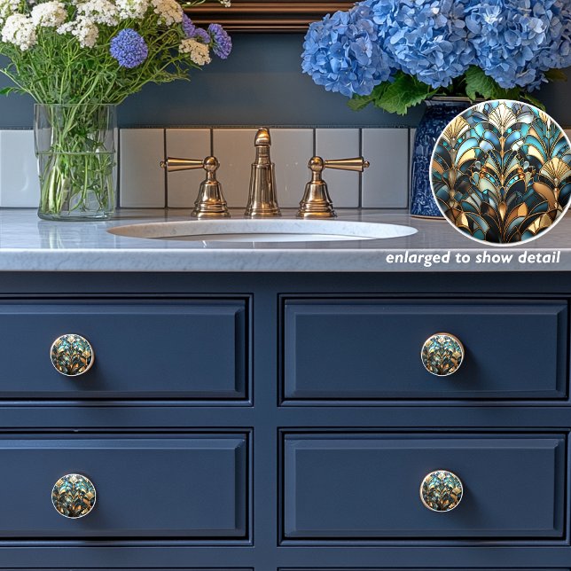 Art Deco Aquamarines Gold Rost Keramikknauf (Von Creator hochgeladen)