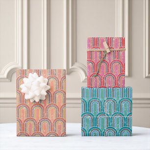 Art Deco Arches   Geometrisches Retro Geschenkpapier Set