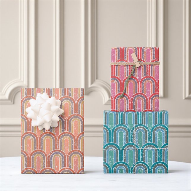 Art Deco Arches | Geometrisches Retro Geschenkpapier Set (Wrap with Art Deco elegance!)
