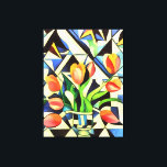Art Deco Art Deco Leinwanddruck<br><div class="desc">Künstlerische Art Deco Stil Tulips ist ein geometrisches Bild von roten Frühlingsblumen auf einem blauen Hintergrund. Ein dramatisches und extravagantes Design für Geburtstage, Jubiläen und nationalen Tulpentag: für Gärtner, Floristen und Tulpenliebhaber. Tulips sind ideal für den 11. Hochzeitstag, die Geburtstage im Juli, den nationalen Tulpentag und den Muttertag: perfekte Eleganz...</div>