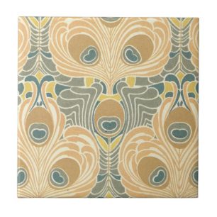Art Deco Art Nouveau Pfauenmuster Kunst Fliese