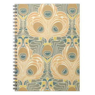 Art Deco Art Nouveau Pfauenmuster Kunst Notizblock