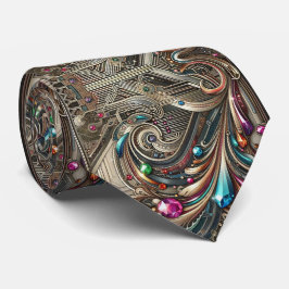Art Deco Art Nouveau Rainbow Circuit Board Necktie Krawatte